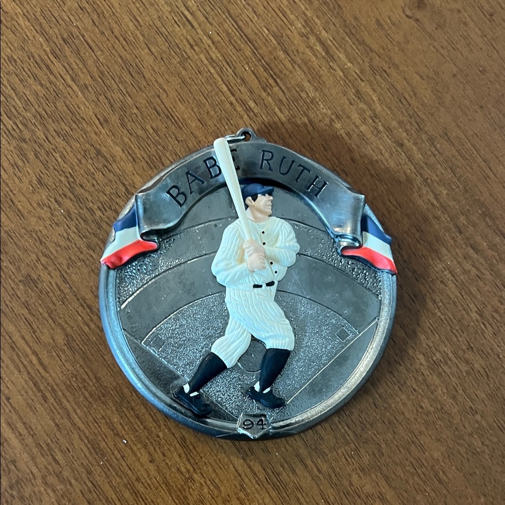 Hallmark Silver and Red Baseball Ornament